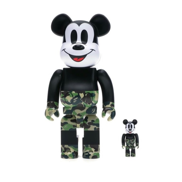 BAPE X MICKEY BEAR BRICKS 400% and 100%